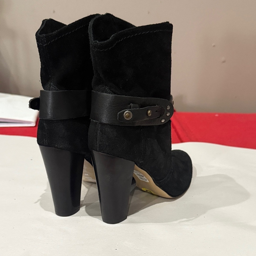 Andre Assous Black Suede Ankle Boots with Studded Strap - Picture 4 of 5